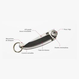 True Navaja bare / llavero minimalista en acero inoxidable 420, 16 gramos, con pasador de bloqueo True Navaja bare / llavero minimalista en acero inoxidable 420, 16 gramos, con pasador de bloqueo