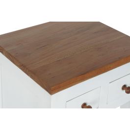 DKD Home Decor Mesita De Noche Urban Blanco Marron Mango Acacia 45 x 40 x 60 cm