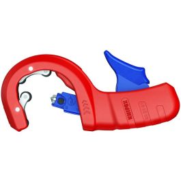 Knipex 90 23 01 BK Cortatubos para Plástico y Acero, Diámetro de Corte hasta 50 mm, Color Azul/Rojo