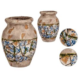 Jarrón de poliresina rústico Ibergarden 32.5 cm - Gris, Blanco, Azul (2 Unidades) Precio: 64.58999965. SKU: B1AVP3WK8N