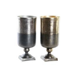 DKD Home Decor Jarrón Moderno de Aluminio Dorado Plateado, 15x33x15 cm - Set de 2 Unidades Precio: 93.58999947. SKU: S3038755
