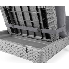 ALLIBERT by KETER Tumbona JAIPUR Imitación Ratán Tejido Gris Oscuro con Cojín Gris Oscuro 4 Posiciones 187x58x29 cm