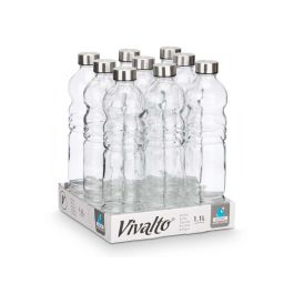 Vivalto Botella de Cristal 1100 ml, 8x31x8 cm, Transparente y Plata (18 Unidades) Vivalto Botella de Cristal 1100 ml, 8x31x8 cm, Transparente y Plata (18 Unidades)