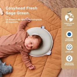 Babymoov Reposacabezas Bebé Cosyhead Algodón Orgánico Certificado Oeko-Tex Verde Salvia Fresco BAB3661276188624