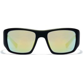 Hawkers 360 CARBON BLACK ACID Gafas de Sol Rectangulares Unisex de Nylon, Montura Negra y Cristal Verde