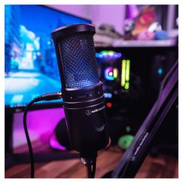 Audio-Technica AT2020USBX Micrófono USB-C para PC con Salida Jack 3.5mm, Negro