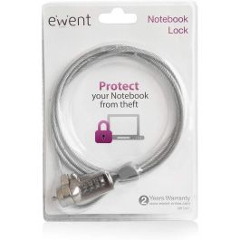 Ewent EW1241 Candado de Seguridad para Portátil con Combinación de 4 Dígitos y Cable de 1.5m