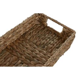 DKD Home Decor Bandeja Decorativa Tropical de Fibra y Metal Color Natural 40x26x9 cm - Set de 2