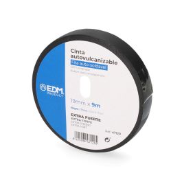 Edm Cinta Autovulcanizable negra 19 mm x 9 m, Goma Termoretractil para Reparaciones Exterior, Resistente Intemperie