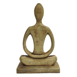 DKD Home Decor Figura Árabe de Yoga Marrón Claro de Mango 6 x 28.5 x 17.7 cm (3 Unidades)