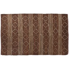 DKD Home Decor Alfombra Marron Yute Cuero Algodon 230 x 160 cm con Rombos