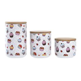 DKD Home Decor Bote Gres y Bambú Multicolor Natural Blanco Set 3 Piezas 10 x 10 x 17 cm Precio: 16.9884. SKU: S3037254