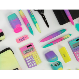 Milan Sacapuntas Compact Sunset Plástico 2 Usos con Goma de Borrar y Depósito Colores Surtidos