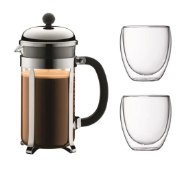 Bodum Chambord Juego de Cafeteras de Prensa Francesa - 8 Tazas - 1L - Gris - Incluye 2 Vasos Pavina Doble Pared 0.35L Precio: 56.58999995. SKU: B1FGQT69FE