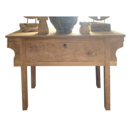 DKD Home Decor Consola de Teca Natural con 1 Puerta Estilo Indonesia - Mueble de Entrada o Recibidor 120x38x80 cm