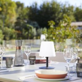 Lumisky LUM3760093541305 Lámpara de mesa inalámbrica Standy Mini Dark 25 cm Base de acero negro LED blanco cálido y blanco