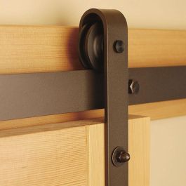 HERRAJES ALK Vilna Kit Herrajes Puerta Granero Rústico Amortiguado, Guía 3m, Negro Mate, para Puertas de 35-40mm, hasta 80kg