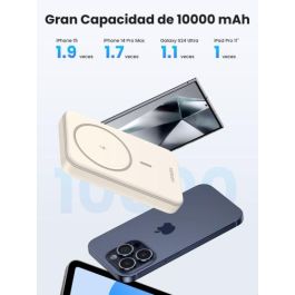 UGREEN 25208 Batería Externa 10000 mAh Cargador Inalámbrico Beige para iPhone 12-15 Series, Carga Rápida PD 20W