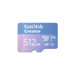 SanDisk SDSQXAV-512G-GN6MS Tarjeta MicroSDXC Creator 512GB Clase 10 UHS-I, 190MB/s Lectura, 130MB/s Escritura