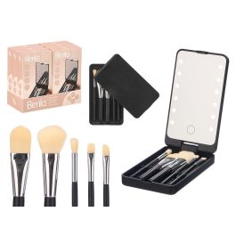 Berilo Estuche de 5 Brochas de Maquillaje con Espejo, Negro, Plástico y Cristal, 16x9x2.6 cm (12 Unidades) Precio: 66.50000038. SKU: B18Z99JBTV