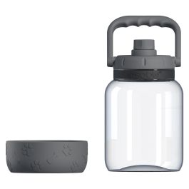 Asobu The Barkley Dog Bowl - Botella de Agua para Perros 1.5 Litros con Cuenco, Material Tritan BPA Free, Color Gris, para Interior y Exterior