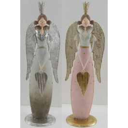 DKD Home Decor Figura de Navidad Ángel Fantasía de Metal Rosa Palo y Gris, 7 x 11.5 x 34.5 cm, Pack de 4 Unidades Precio: 32.32152. SKU: B1FVRSWE3F