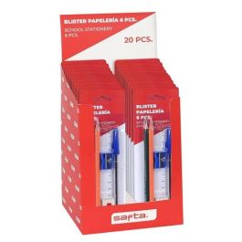 Set Papeleria Safta 6 Piezas Expositor De 20 (2X Lapiz Hb, 1X Boligrafo Azul, 1X Afila, 1X Goma, 1X Regla 15 Cm.) Precio: 30.89000046. SKU: B1AYSHEWAT
