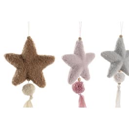 DKD Home Decor Decoración Colgante Navidad Fantasía, Poliéster, Colores Surtidos (Rosa, Marrón, Gris), 4x26x14 cm, Pack 12 Unidades