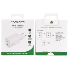 4smarts Cargador PDPlug Dual 45W GaN 2xUSB-C, Blanco