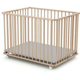 WEBABY AT43294452709438 Parque Plegable Rectangular CALI 70x100 cm hasta 24 Meses Madera Haya Cruda