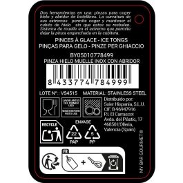 My Bar Pinza de Hielo con Muelle y Abridor de Acero Inoxidable - 18.7 x 3.5 x 2 cm (24 Unidades)