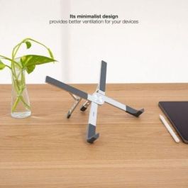 TooQ TQLRS0036-AL Soporte Elevador Plegable de Aluminio para Portátiles hasta 17.3" con 5 Niveles de Ajuste, Plata