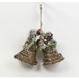 DKD Home Decor Decoración Colgante Navidad Tradicional Rojo Natural Ratán Piñas Campanas 25 x 12 x 15 cm Precio: 9.5000004. SKU: B1HCVCRTN2