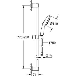 Set de ducha con rociador de 3 chorros, barra de 90 cm y flexo - GROHE Vitalio Start 110 26956001 - Ahorro de agua - Cromo Set de ducha con rociador de 3 chorros, barra de 90 cm y flexo - GROHE Vitalio Start 110 26956001 - Ahorro de agua - Cromo