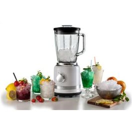 Ariete Batidora de Vaso Moderna Blanca con Vaso de Vidrio, 4 Cuchillas de Acero Inoxidable y 4 Velocidades Ariete Batidora de Vaso Moderna Blanca con Vaso de Vidrio, 4 Cuchillas de Acero Inoxidable y 4 Velocidades