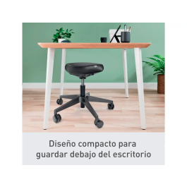 Leitz Taburete Ergo con Asiento Triangular, 5 Ruedas Giratorias, Regulable en Altura (46-59 cm), Negro, Piel Sintética