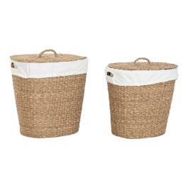 DKD Home Decor Cesta Ropa Ovalada Seagrass Algodón Natural Blanco 40x50x50 cm Set de 2 Precio: 66.50000038. SKU: B17AXLYTB9