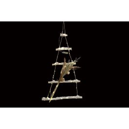 DKD Home Decor Decoración Colgante Navidad Alpina de Árbol con Luz LED, Flores Secas y Alimentación a Pilas AA - Marrón 93 cm