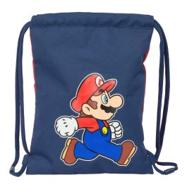 Bolsa Mochila con Cuerdas Super Mario Trick Rojo Azul oscuro 26 x 34 x 1 cm