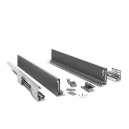 HERRAJES ALK H84 Cajón Verbox Extrafino 14mm Acero Extracción Total Cierre Amortiguado Medida 400 Antracita 40kg