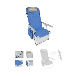 Silla playa aluminio multiposicion azul con reposacabezas 38 cm., almohadilla, bolso lateral, asas para transportar y reposabrazos gris, 100x63x57cm (480 gr) Precio: 43.49999973. SKU: B1K46BL754