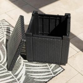 ALLIBERT JARDIN Mesa cubo de mimbre tejida con 60 l de almacenamiento - 42x42x39 cm - Grafito