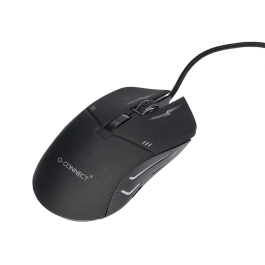 Q-connect Set Teclado y Ratón con Cable, Iluminación LED, Color Negro