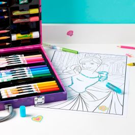 Crayola 25-1094 Maletín Del Artista Princesas Disney con 48 Ceras, 15 Rotuladores, 12 Lápices y Accesorios