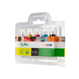 Liderpapel Tempera en tubo de 12 ml estuche de 5 tubos colores primarios surtidos