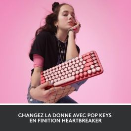 Teclado inalámbrico mecánico Logitech POP Keys con teclas Emoji personalizables, Bluetooth o USB, diseño compacto duradero - rosa Teclado inalámbrico mecánico Logitech POP Keys con teclas Emoji personalizables, Bluetooth o USB, diseño compacto duradero - rosa