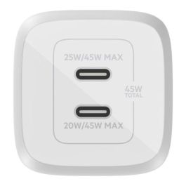 Belkin WCH011vfWH Cargador de Pared USB-C 45W GaN Boost Charge Pro con 2 Puertos, Carga Rápida Power Delivery 3.0 y PPS, Color Blanco