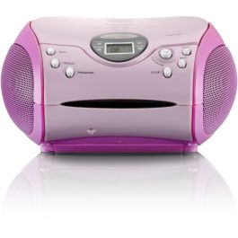 Lenco SCD-24 Radio Digital FM Rosa con Reproductor - Pantalla y Antena Telescópica - Salida Auriculares