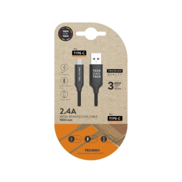 Tech One Tech Cable USB-A a USB-C 1m Negro Nylon Carga Rápida Duradero Precio: 4.49999968. SKU: B1G3Z3LCQG
