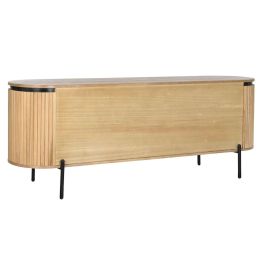DKD Home Decor Buffet Balines 3 Puertas 1 Estantería Desmontable Mueble Madera Paulownia y Metal Natural Negro 170 cm Ancho x 40 cm Fondo x 80 cm Alto